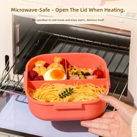Boîte à lunch compartimentée en acier inoxydable 304, compatible micro-ondes, design 3 compartiments, conteneur alimentaire isotherme pour étudiants