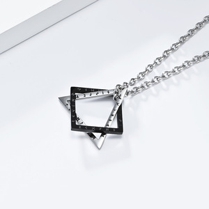 Instagram-worthy minimalist Nordic Viking triangle and square geometric necklace, niche and artistic, colorfast <b>titanium</b> steel j - Product Image 4