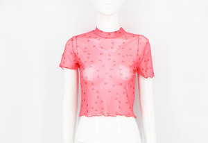 W5281 T-Shirt Sexy trasparente in maglia trasparente <span class=keywords><strong>con</strong></span> canottiera canottiera <span class=keywords><strong>con</strong></span> top a maniche lunghe <span class=keywords><strong>con</strong></span> stampa a <span class=keywords><strong>cuore</strong></span> <span class=keywords><strong>rosso</strong></span> - Product Image 6
