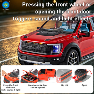 Modèle de <span class=keywords><strong>voiture</strong></span> en alliage Ford Raptor Pickup 1:20, véhicule à tirer en arrière avec son et lumière, camion tout-terrain, jouet pour garçons, collection pour enfants - Product Image 3
