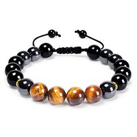Bracelet à Triple Protection réglable, Bracelet de perles de pierre 10MM hématite œil de tigre, Bracelets de Yoga pour hommes