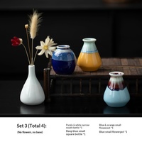 Jingdezhen Vas Kecil Keramik Sederhana Modern Kreatif Buatan Tangan Mini Dekorasi Ornamen Rangkaian Bunga Meja Kamar Tidur
