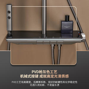 Ensemble de douche Guangdong tout en cuivre, mitigeur thermostatique gris-blanc avec pommeau de pluie et robinet de bain complet pour la maison avec cartouche céramique - Product Image 4