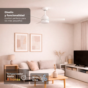 Grunkel Ceiling Fan 42 Inch White Wood Blades Led Light Remote <b>Control</b> Indoor Use - Product Image 3