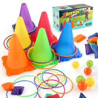 Permainan Halang Rintang Plastik 3-in-1 untuk Anak Usia 7-12 Tahun, Permainan Lempar Cincin dengan Lampu, Permainan Lempar, Mainan Hari Olahraga, Guangdong OEM