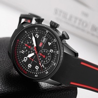 Montre pour homme MINI FOCUS 0379G, analogique, style antique, chronographe Miyota, tachymètre, étanche, quartz, sport, lumineuse, silicone