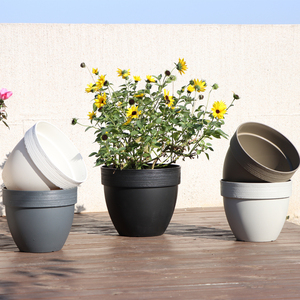 <span class=keywords><strong>Macetas</strong></span> de jardín de plástico para exteriores modernas de alta calidad <span class=keywords><strong>baratas</strong></span> para plantas, <span class=keywords><strong>macetas</strong></span> <span class=keywords><strong>gigantes</strong></span> redondas cortas con bandeja para decoración interior de balcón - Product Image 2