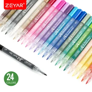 ZEYAR Acrylic Paint Pens Extra Fine Point 24 Colors Water Based Ink Paint Marker for Rock Painting Amazon Hot selling