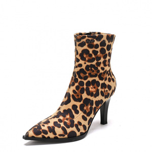 Stivaletti da <span class=keywords><strong>Donna</strong></span> alla Moda con Tacco Alto 8cm, Punta Affusolata, Stampa Leopardata e Blocchi di Colore, Sexy Stiletto, Taglia Grande <span class=keywords><strong>42</strong></span> - Product Image 2