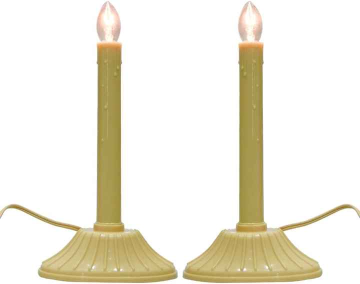 2Piece Set Christmas Lights 1 Light Beige Candle Lampstand Transparent