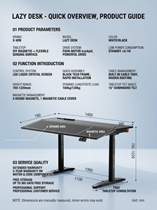 Height Adjustable Four Motor Desk with 750 to 1220 mm Lift Range and Memory Control for Home <b>Office</b> Workstations - Product Image 5