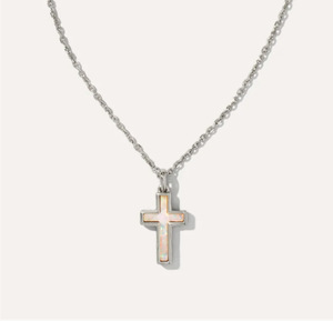 Collar Religioso de Acero Inoxidable Chapado en Oro de 18K con Cruz de Ópalo, Resistente al Deslustre, de Fanhua Jewelry KS Jewelry - Product Image 4