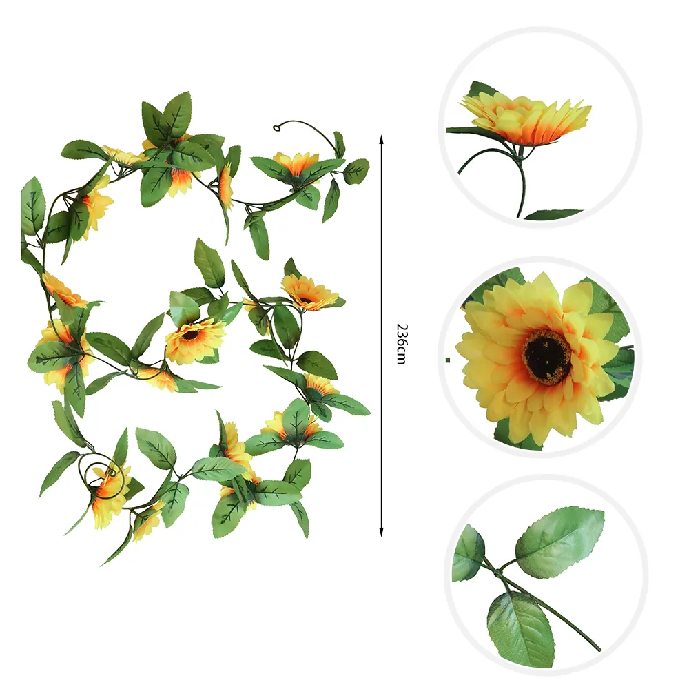 T-9 Wall DIY Party Home Wedding Decor Green Leaves Sunflower Artificial Vine Hanging Plants