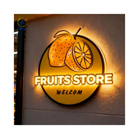 Enseigne lumineuse extérieure en lettres acryliques 3D avec logo de marque pour magasin, enseigne ronde 3D LED intérieure pour entreprise