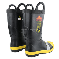 Bottes de pompier ANBEN FIRE en caoutchouc naturel épais avec embout en acier, robustes, pour toutes les saisons
