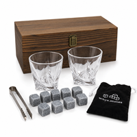 Coffret cadeau de whisky haut de gamme avec 2 verres torsadés, 8 glaçons en acier inoxydable, pince, boîte en bois, cadeaux personnalisés avec logo pour hommes
