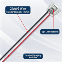 Conector USB Tipo-C Hembra LN-001 de 2 Pines, Cable Precableado, Carcasa Transparente, Montaje en Panel, Toma de Carga, Interfaz de Carga DIY