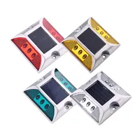 Lampe de signalisation routière LED solaire tout aluminium avec écran d'affichage, type œil de chat, protection IP68, à montage au sol, pour allée, signalisation routière surélevée, avertissement