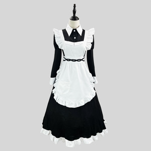 Japanese Classic Maid Outfit Cosplay Costume Black With Pocket Polyester Fall 2024 - Product Image 1