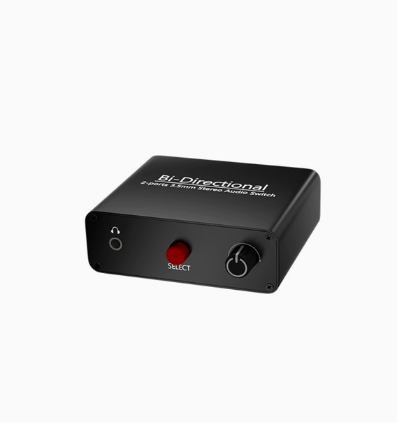Audio Switcher with Two Inputs and Two Outputs, AUX Inputs and 3.5mm Jacks, Connects to Speakers and Headphones