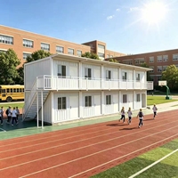 Bâtiment de bureau préfabriqué à deux étages en conteneurs, modulaire et portable, pour hôtel, logement de chantier, avec escalier pour camp de travail