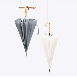 Grand parapluie automatique long pour femmes et hommes, parasol rétro en <span class=keywords><strong>bambou</strong></span> avec poignée incurvée, parapluies robustes à <span class=keywords><strong>tige</strong></span> droite, résistant au vent 16K - Product Image 2