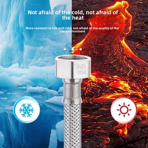 Tuyau d'arrivée d'eau tressé épaissi en acier inoxydable 304, froid et chaud, pour chauffe-eau de toilettes, 4 points, température max. 90°C, direct usine - Product Image 2