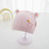 Conjunto de Gorro de Bebé Recién Nacido, Gorro de Algodón Suave de Clase A de Doble Capa con Orejas 3D y Bordado de Conejo para 0 a 3 Meses