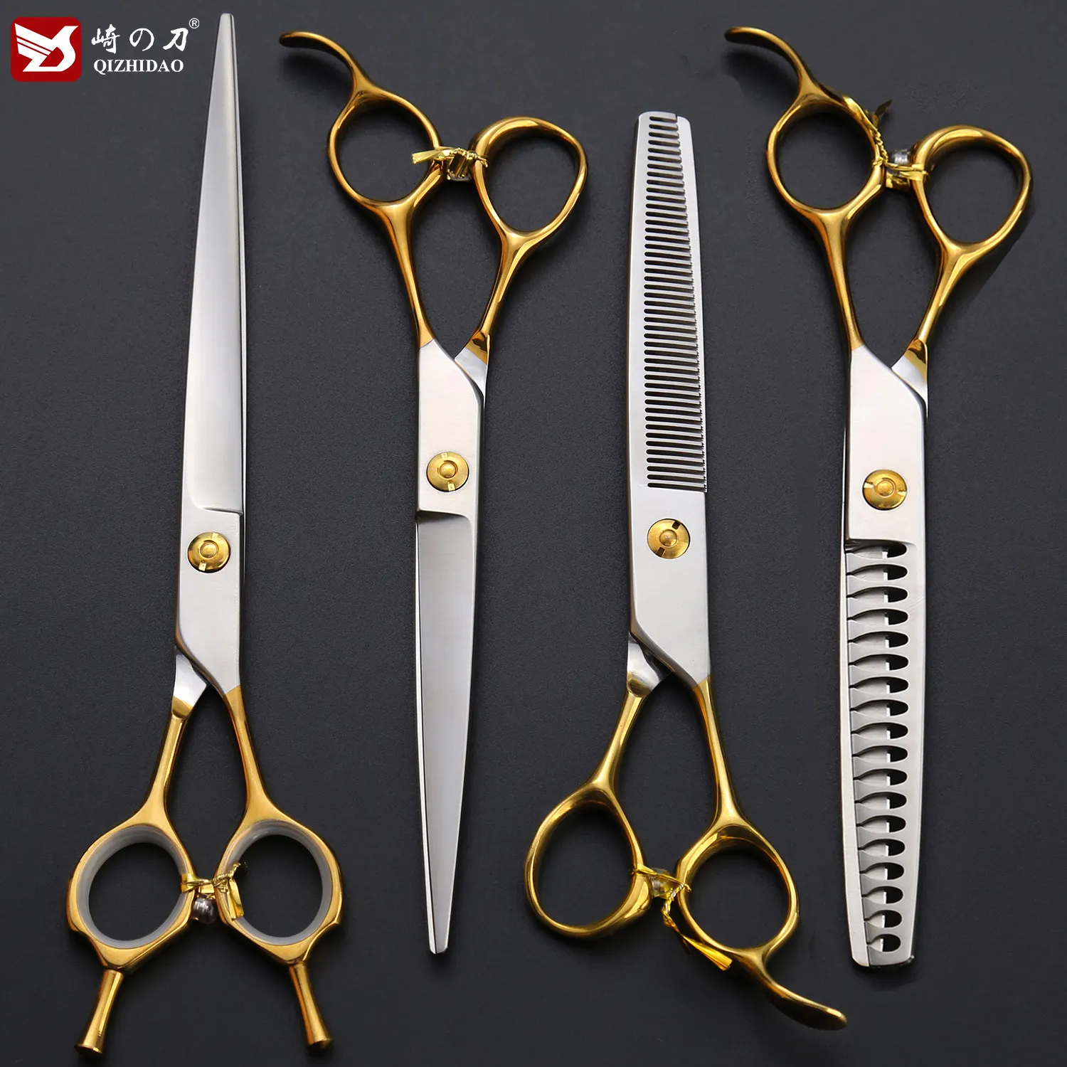 Golden Dog Groom ing Scissors Set Gebogene Chunker Thinning Pet Scissors