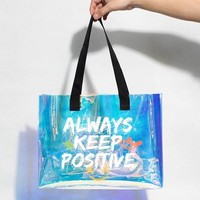 Sac fourre-tout en PVC holographique écologique de haute qualité avec impression de logo personnalisée en gros