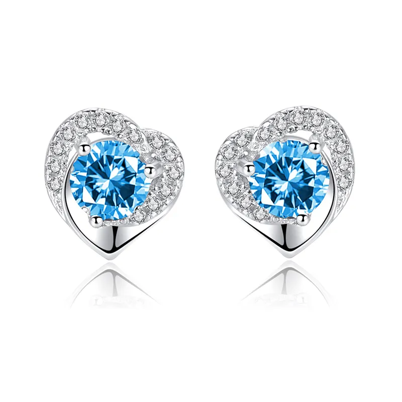 hypoallergenic earrings studs jewelry luxury wholesale statement women 925 sterling silver fashion heart stud earrings women