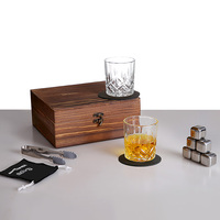 Ensemble de pierres à whisky réutilisables en acier inoxydable avec coffret cadeau en bois pour hommes, pour utilisation au bar