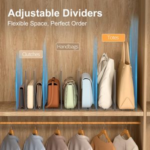 <span class=keywords><strong>Organizadores</strong></span> de bolsos de armario, paquete de divisores de estante, dormitorio, <span class=keywords><strong>cocina</strong></span>, organizador de armario acrílico ajustable para bolso - Product Image 3