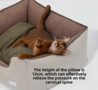 Vente en gros OEM ODM, housse amovible lavable personnalisée, coussin antidérapant en peluche douce, rectangle, toutes saisons, style canapé, lit pour chien, chat, animal de compagnie