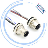Conector de Señal de Alimentación M12, Sensor Actuador, Código A, Conector Circular de 5 Pines, Macho y Hembra, para Panel de Automatización Industrial