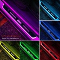 Bande de seuil de porte de voiture avec éclairage d'ambiance sans fil, lumière LED à capteur pour pédale de bienvenue, décoration intérieure à lumière fluide et respirante