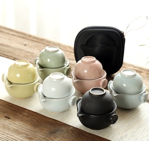 Kingze logotipo personalizado Mini <span class=keywords><strong>Kungfu</strong></span> juego de té de cerámica tetera de porcelana portátil para café y té de viaje - Product Image 6