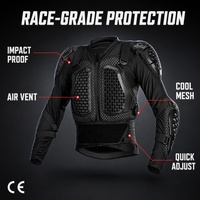 Protection de motocross respirante en maille, coque alvéolée ventilée, résistante aux impacts CE Niveau 2, réglage rapide, idéale pour l'été
