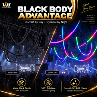 D25 IP66 Noir 360 °   Tube LED à pixels adressables étanche SPI RGB Neon Flex 24V WS2811 pour l'éclairage d'événements commerciaux
