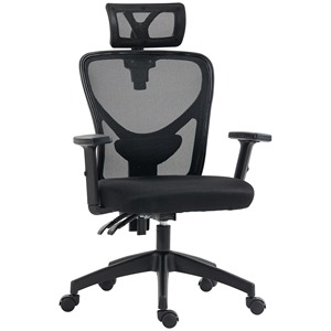 Chaise de bureau ergonomique Vinsetto avec hauteur réglable, support lombaire et appui-tête, 66x61x106-116cm noir - Product Image 1