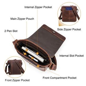 Bolso Mensajero de Cuero Genuino Vintage de CONTACT'S para Hombre, Diseño de Solapa, Bolso de Hombro, Bandolera, para iPad de 7.9 Pulgadas, para el Trabajo Diario - Product Image 4