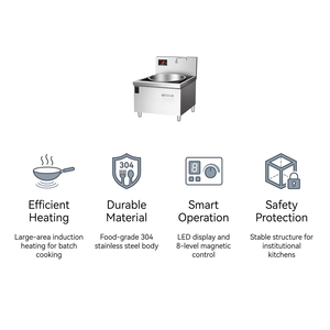 Commercial Single Head Induction Wok Range with 12kW Heating for Canteens Central Kitchens and Restaurant Equipment Dealers - Product Image 3
