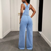 Combinaison en jean Atlanta polyvalente et décontractée pour tous les jours, avec poches et jambes larges, pour femmes.