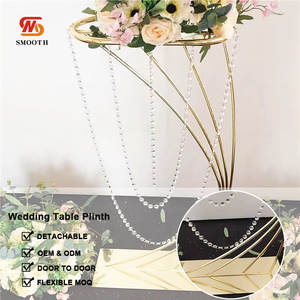 LEDA Bead Curtain <b>Decoration</b> Hot Selling Arc Gold Flower Stand Centerpieces <b>Table</b> for Wedding Events - Product Image 2