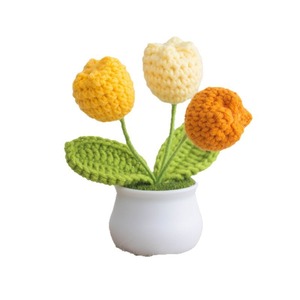Tulipán de ganchillo hecho a mano, producto en maceta, flor de imitación de hilo, adorno de flor de imitación tejida en maceta. - Product Image 5