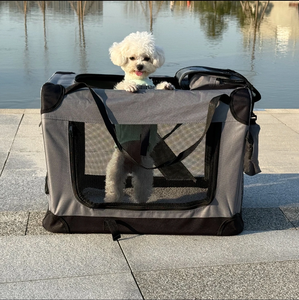 Caja de viaje plegable de lado suave de 3 puertas para perros, jaula portátil plegable para perros para exteriores y jaula de viaje para perrera - Product Image 6