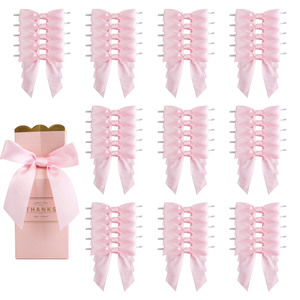 Stock 2.5 Inch 50 Pcs <strong>Gift</strong> Wrapping Basket Bridal Wedding Cake Packing Premade Craft Bow <strong>Satin</strong> Ribbon Twist Tie Bows Treat <strong>Bag</strong> - Product Image 1