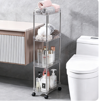 Étagère de rangement roulante portable à trois niveaux, chariot mince multifonctionnel pour cuisine, bureau, outils, fleurs