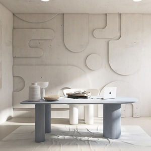 <span class=keywords><strong>Table</strong></span> à manger nordique en bois massif, style crème, <span class=keywords><strong>table</strong></span> îlot <span class=keywords><strong>murale</strong></span> demi-ronde, <span class=keywords><strong>table</strong></span> longue moderne et minimaliste pour salon. - Product Image 4