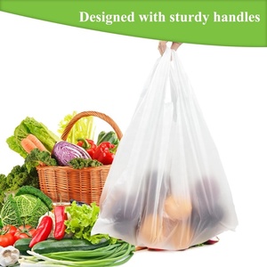 Borse T Shirt bianche, sacchetti di plastica con manici per la spesa di alimentari e al dettaglio, Bolsas De Plastico Para negoo - Product Image 3